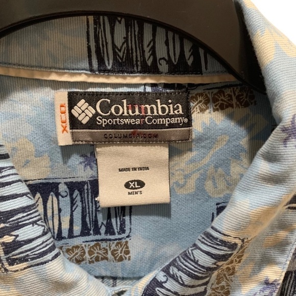 - Columbia XCO Blue Cotton Surfboard Hawaiian Shirt Blue Sz  XL - Picture 6 of 9